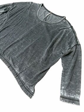 FREE PEOPLE Washed Black Crewneck Lightweight Sweatshirt